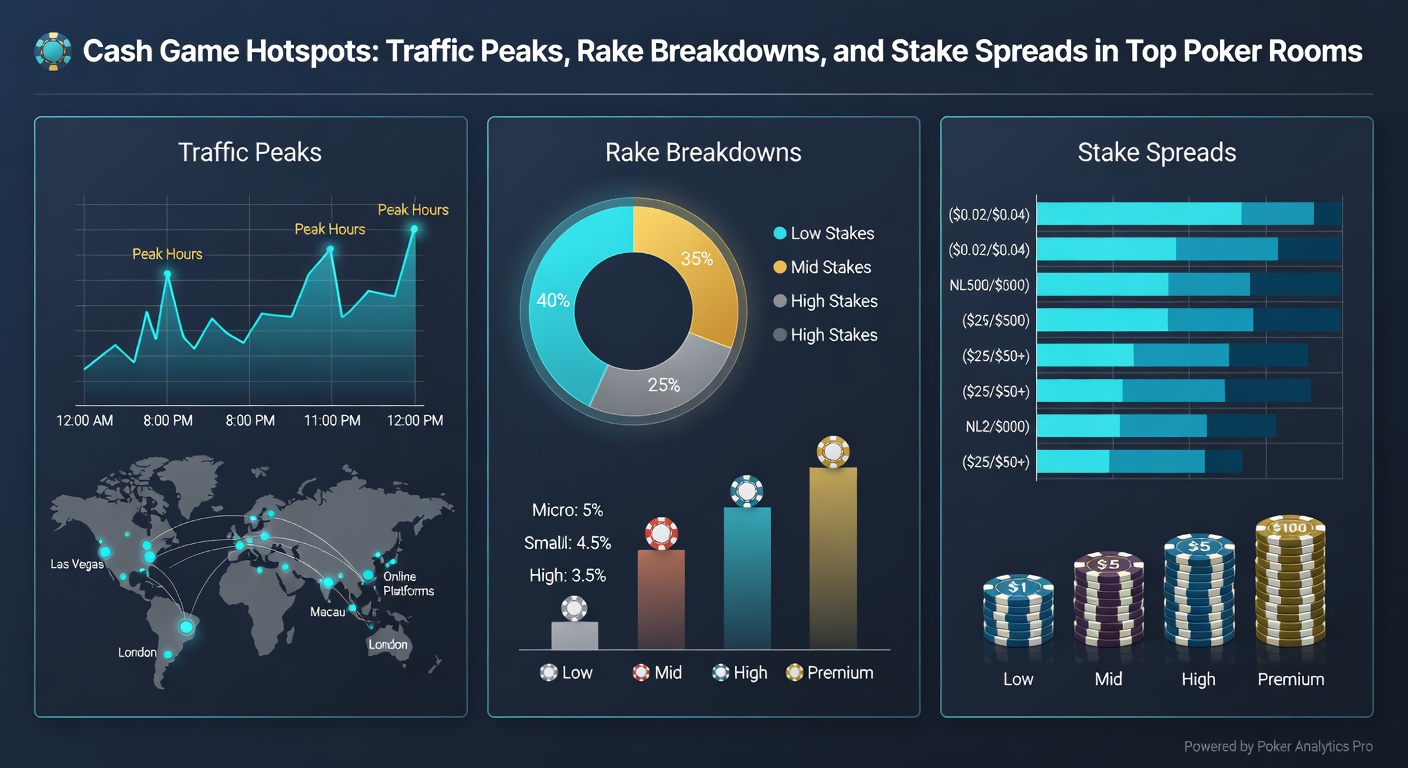 Close-up chart displaying rake percentages and caps across various poker stakes, illustrating breakdowns in top online rooms
