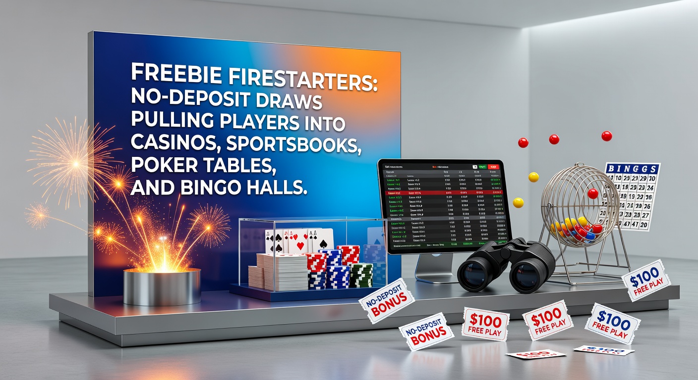Casino slot machine screen displaying free spins from a no-deposit bonus offer, drawing in new players without upfront costs