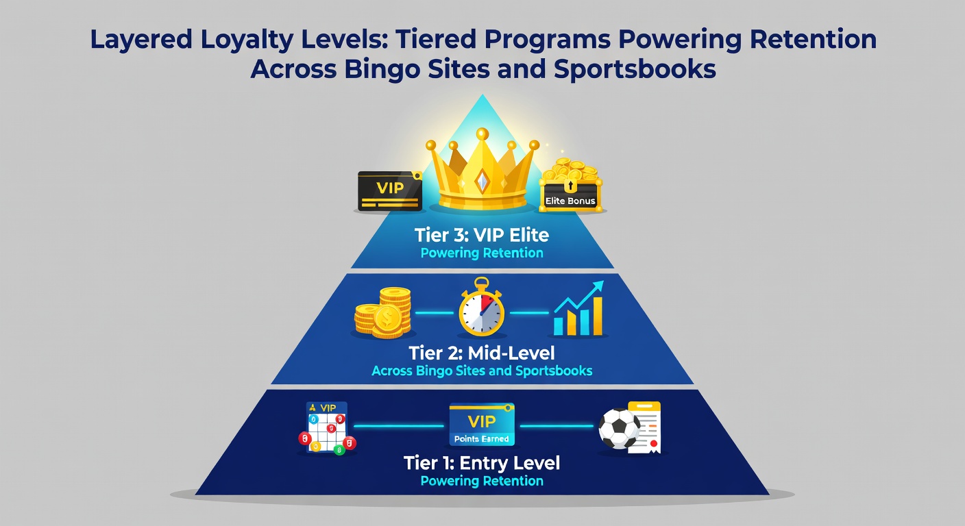 Screenshot of a sportsbook loyalty dashboard showing tier progress bars, reward points, and escalating benefits from bronze to diamond levels