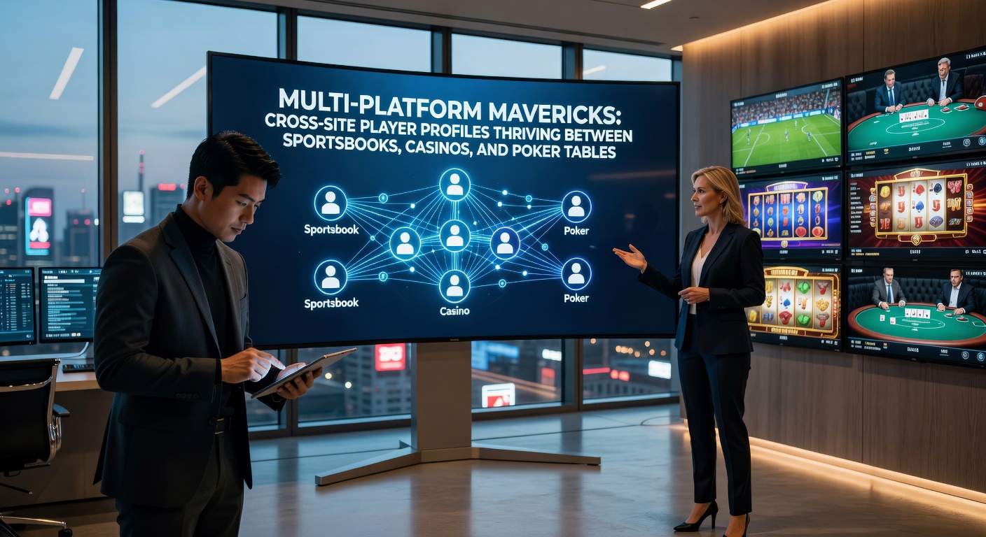 Digital screens showing sports betting odds, casino slots spinning, and poker tables in action across multiple platforms