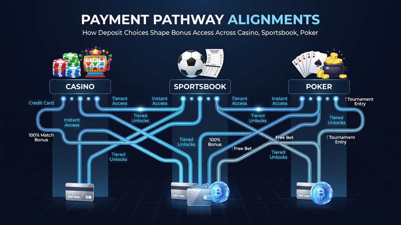 Comparison chart of deposit methods and their impact on bonus access timelines across gambling verticals