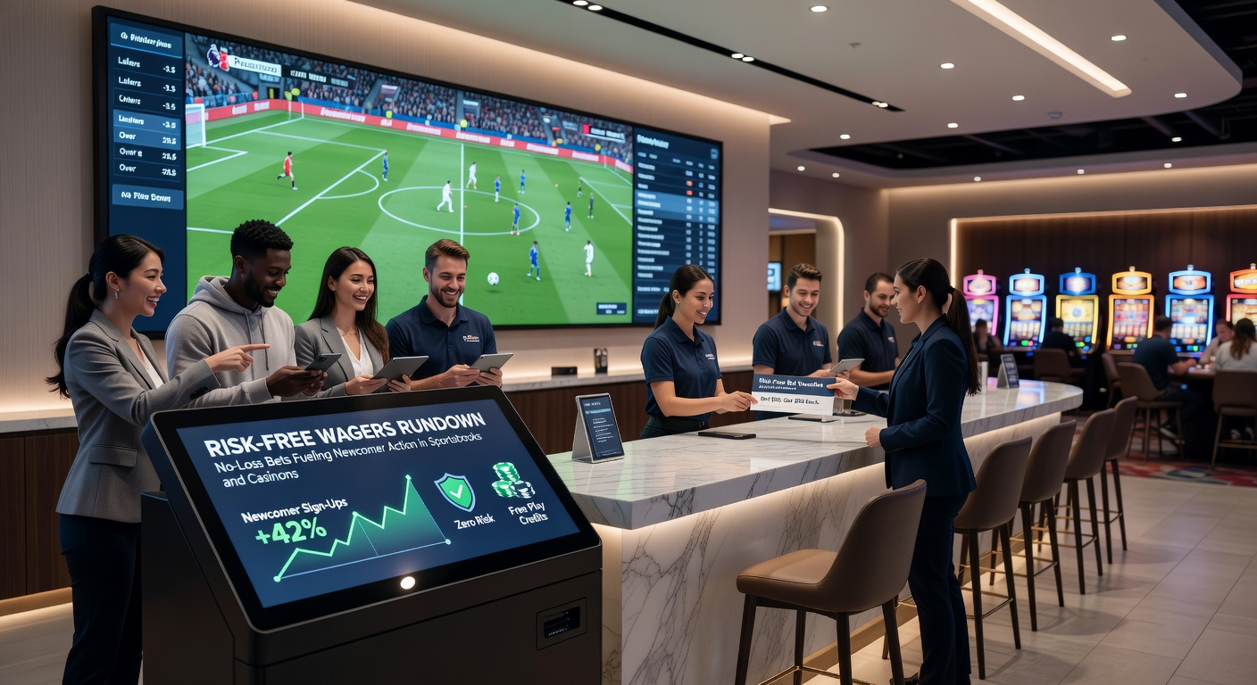 Casino interface showcasing a no-loss wager on roulette with promotional banner emphasizing newcomer-friendly refunds and bonus credits