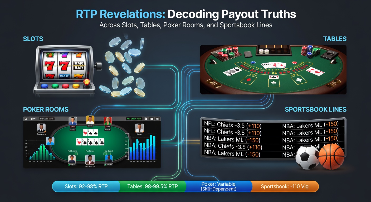 Close-up of a blackjack table with cards and chips, RTP calculations displayed in a digital overlay highlighting strategy impacts